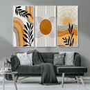Modern Boho Sun and Leaf Abstract Art – 3-Panel Giclée