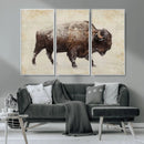 Buffalo Wall Art, Western Bison Canvas Print, Rustic Buffalo