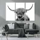Grayscale Scottish Highland Cow Cattle Art Print Farmhouse by MyGreatCanvas | Canvas Wall Art Prints | Photo Prints & Wall Decor