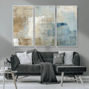 Abstract Blue and Beige Wall Art, Modern Minimalist Canvas