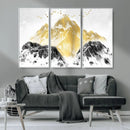 Golden Mountain Triptych Wall Art Canvas Print, Modern