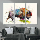 Abstract Buffalo Wall Art, Western Watercolor Bison Canvas