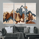 Woodland Mountain Landscape Triptych, Giclee Canvas Art for