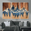 Rustic Wood Style Mountain Wall Art, Nature Forest Canvas