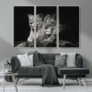 Lion Couple Wall Art Canvas Print – Elegant Black and White
