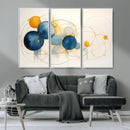 Geometric Blue Orange Abstract Wall Art Canvas, Geometric