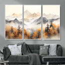 Abstract Mountain Wall Art | Misty Mountain Forest and