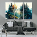 Watercolor Trees Forest Abstract Wall Art Canvas Print,