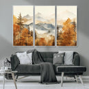 Golden Autumn Forest Wall Art Canvas | Mountain Landscape