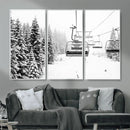 Ski Wall Art - Ski Lift Wall Art Canvas Print Snow Covered by MyGreatCanvas | Canvas Wall Art Prints | Photo Prints & Wall Decor