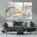 Abstract art Grey and Gold Lines Wall Art