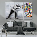 Banksy Art Behind the Curtain Street Wall Art Canvas Print |