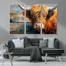 Highland Cow Abstract Canvas Wall Art – Bold Farmhouse