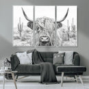 Rustic Charm | Cow Longhorn Black White Bighorn Wall Art