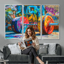 Fitness Gym Barbell Graffiti Wall Art Canvas Print