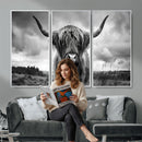 Scottish Cow Wall Art Canvas Print | Longhorn Wall Art |