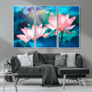 Pink Lotus Flower Canvas Wall Art | Vibrant Floral Wall