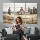 Rustic Farmhouse Barn Wall Art | 3-Panel Framed Gallery Wrap