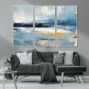 Abstract Ocean Canvas Wall Art - Coastal Blue and Gold