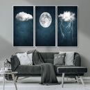 3 Piece Indigo Cloud Wall Art, Thunderstorm Moon Cloud by MyGreatCanvas | Canvas Wall Art Prints | Photo Prints & Wall Decor