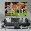 Dogs Playing Pool Canvas Wall Art Funny Gifts Dog Print