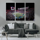 Ben Hill Griffin Stadium Night Game Triple Canvas Wall Art -