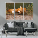 Sleeping Fox Wall Art Canvas Print, Farmhouse Wall Decor and