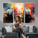 Weightlifting Barbell Art Triptych, Bold Abstract Fitness