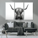 Highland Wall Art Canvas Print – Minimalist Black and White