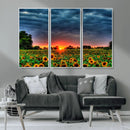 Golden Sunflower Field at Sunset – Breathtaking Sky and