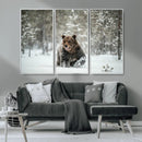 Grizzly Bear Wall Art – Framed Snowy Forest Canvas Artwork, by MyGreatCanvas | Canvas Wall Art Prints | Photo Prints & Wall Decor