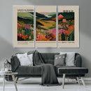 Yayoi Kusama Landscape Canvas Print, Vibrant Floral Mountain