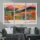 Yayoi Kusama Landscape Canvas Print, Vibrant Floral Mountain Art Print, Framed Botanical Wall Art -