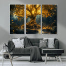 Golden Tree of Life Canvas Wall Art Print - Majestic Glowing