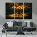 Golden Tree of Life Canvas Wall Art Print - Majestic Glowing