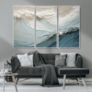 Waves Abstract Wall Art Print, Modern Framed Abstract Canvas