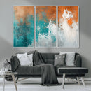 Vintage Abstract Print - Bold Teal and Orange Canvas Wall