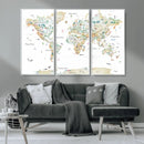 Animal World Map for Kids Room Decor