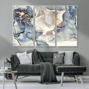 Abstract Blue and Gold Canvas Wall Art - Fluid Modern Ink