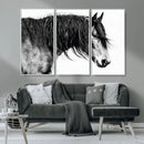 Black Horse Wall Art Canvas Print – Elegant Farmhouse Decor