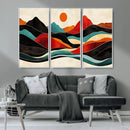 Western Wall Decor - Large Triptych Mountain Canvas - Boho