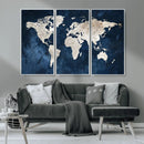 Vintage World Map Canvas Wall Art - Framed Map Print for