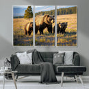 Grizzly Bear Family Wall Art Canvas Print – Majestic