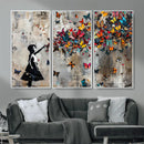 Banksy Butterfly Girl Wall Art – Modern Graffiti Canvas