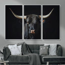 Majestic Longhorn Bull Wall Art Canvas Print – Dark by MyGreatCanvas | Canvas Wall Art Prints | Photo Prints & Wall Decor