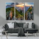 Mountain Sunset Panoramic Wall Art Canvas Print – Framed