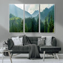 Misty Forest Mountain Wall Art Canvas Print – Framed Serene