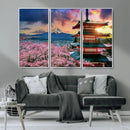 Mount Fuji Cherry Blossom Wall Art Canvas Print – Framed