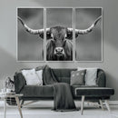 Texas Longhorn Wall Art Canvas Print – Framed Western Bull