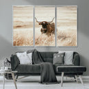 Texas Longhorn Wall Art Canvas Print – Framed Brown Horned